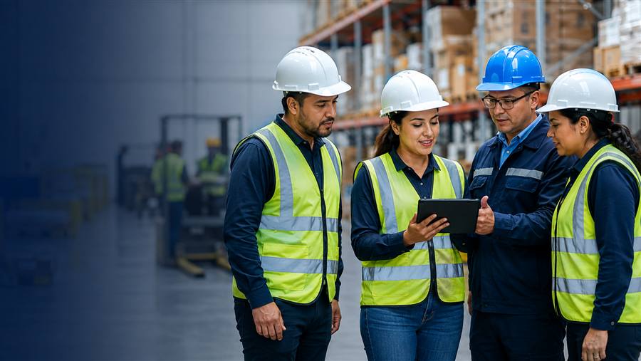 Personal operativo trabajando en almacén